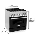 ZLINE 30 in. Kitchen Package with Stainless Steel Dual Fuel Range with Black Matte Door and Convertible Vent Range Hood (2KP-RABLMRH30) - MyBBQDirect