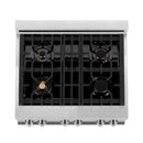 ZLINE 30 in. 4.0 cu. ft. Electric Oven and Gas Cooktop Dual Fuel Range with Griddle and Brass Burners in Stainless Steel (RA-BR-GR-30)
