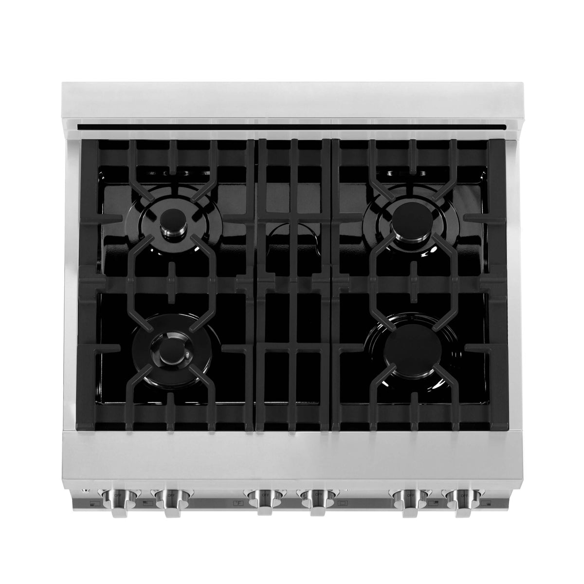 ZLINE 30 in. 4.0 cu. ft. Electric Oven and Gas Cooktop Dual Fuel Range with Griddle and White Matte Door in Stainless Steel (RA-WM-GR-30) - MyBBQDirect