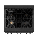 ZLINE 30 in. 4.0 cu. ft. Dual Fuel Range with Gas Stove and Electric Oven in Black Stainless Steel with Brass Burners (RAB-BR-30) - MyBBQDirect