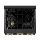 ZLINE 30" Autograph Edition Kitchen Package with Black Stainless Steel Dual Fuel Range and Range Hood with Polished Gold Accents (2AKP-RABRH30-G)