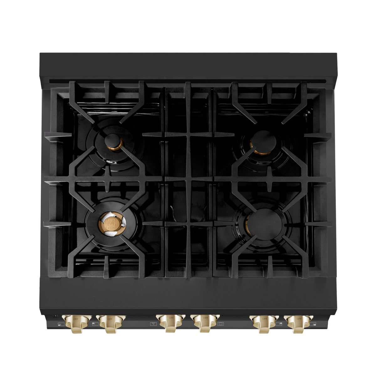ZLINE Autograph Edition 30 in. 4.0 cu. ft. Dual Fuel Range with Gas Stove and Electric Oven in Black Stainless Steel with Accents (RABZ-30) - MyBBQDirect