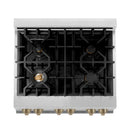 ZLINE 30 in. Autograph Edition Kitchen Package with Stainless Steel Dual Fuel Range and Range Hood with Champagne Bronze Accents (3AKP-RARHDWM30-CB) - MyBBQDirect