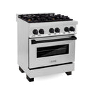 ZLINE 30 in. Autograph Edition Kitchen Package with Stainless Steel Dual Fuel Range and Range Hood with Matte Black Accents (2AKP-RARH30-MB) - MyBBQDirect