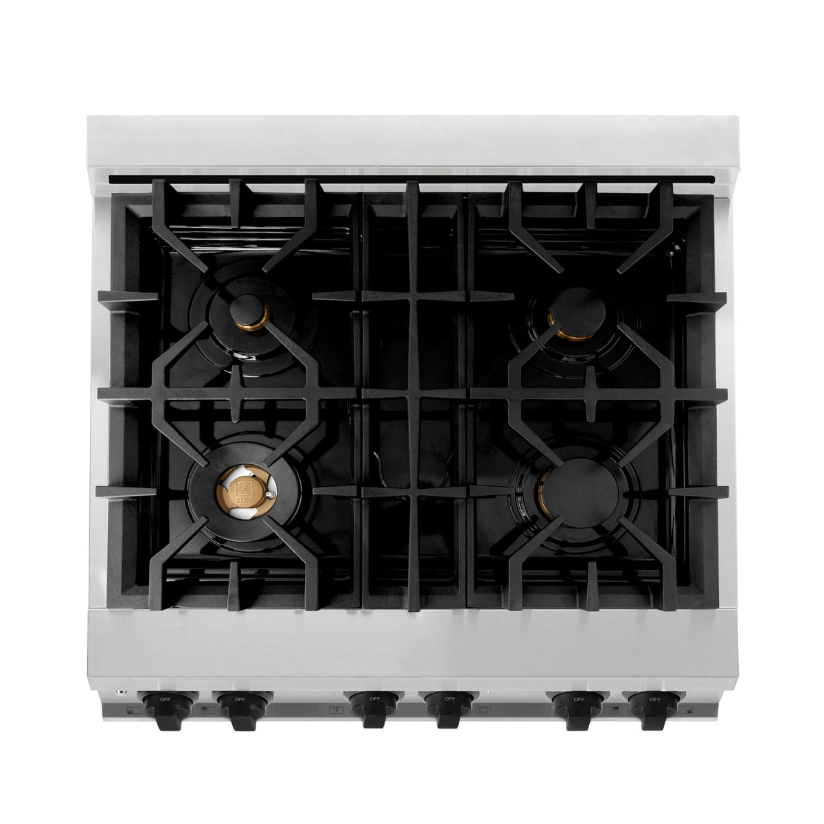 ZLINE 30 in. Autograph Edition Kitchen Package with Stainless Steel Dual Fuel Range and Range Hood with Matte Black Accents (2AKP-RARH30-MB) - MyBBQDirect