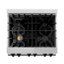 ZLINE 30 in. Autograph Edition Kitchen Package with Stainless Steel Dual Fuel Range and Range Hood with Matte Black Accents (2AKP-RARH30-MB) - MyBBQDirect