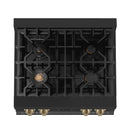 ZLINE Autograph Edition 30 in. Porcelain Rangetop with 4 Gas Burners in Black Stainless Steel and Accents (RTBZ-30)