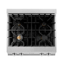 ZLINE 30 in. Porcelain Rangetop in DuraSnow Stainless Steel with 4 Gas Burners (RTS-30) Available with Brass Burners - MyBBQDirect