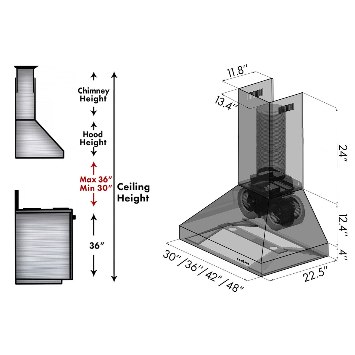 ZLINE Wooden Wall Mount Range Hood In Black - Includes Remote Blower Motor (321CC-RS/RD) - MyBBQDirect