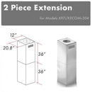 ZLINE 2-36 in. Chimney Extensions for 10 ft. to 12 ft. Ceilings (2PCEXT-697i/KECOMi-304) - MyBBQDirect
