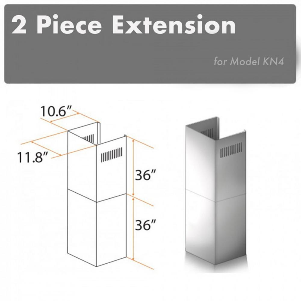 ZLINE 2-36 in. Chimney Extensions for 10 ft. to 12 ft. Ceilings (2PCEXT-KN4) - MyBBQDirect