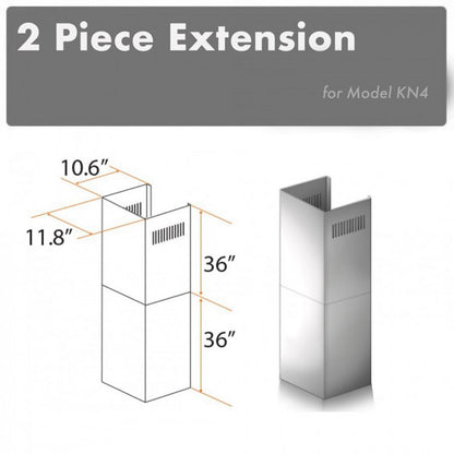ZLINE 2-36 in. Chimney Extensions for 10 ft. to 12 ft. Ceilings (2PCEXT-KN4) - MyBBQDirect