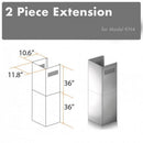 ZLINE 2-36 in. Chimney Extensions for 10 ft. to 12 ft. Ceilings (2PCEXT-KN4) - MyBBQDirect