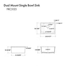 ZLINE 24 in. Rome Dual Mount Single Bowl Fireclay Kitchen Sink with Bottom Grid (FRC5123)