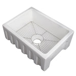 ZLINE 24 in. Venice Farmhouse Apron Front Reversible Single Bowl Fireclay Kitchen Sink with Bottom Grid (FRC5120) - MyBBQDirect