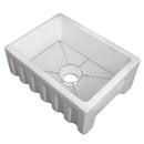 ZLINE 24 in. Venice Farmhouse Apron Front Reversible Single Bowl Fireclay Kitchen Sink with Bottom Grid (FRC5120) - MyBBQDirect