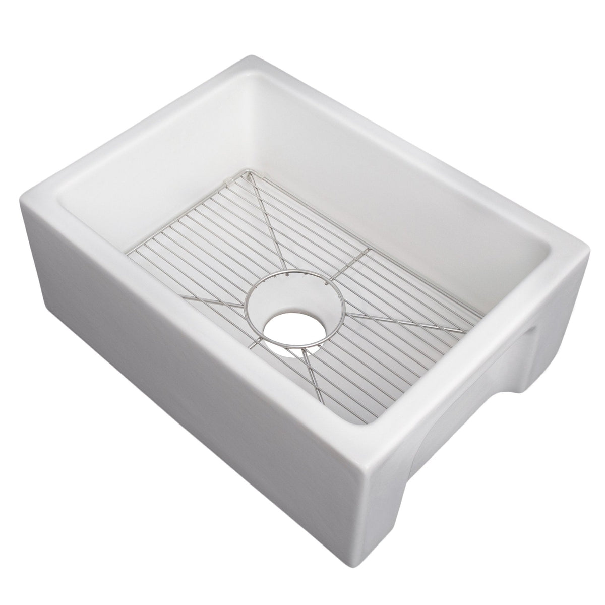 ZLINE 24 in. Venice Farmhouse Apron Front Reversible Single Bowl Fireclay Kitchen Sink with Bottom Grid (FRC5120) - MyBBQDirect