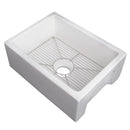 ZLINE 24 in. Venice Farmhouse Apron Front Reversible Single Bowl Fireclay Kitchen Sink with Bottom Grid (FRC5120) - MyBBQDirect