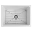 ZLINE 24 in. Venice Farmhouse Apron Front Reversible Single Bowl Fireclay Kitchen Sink with Bottom Grid (FRC5120) - MyBBQDirect