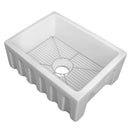 ZLINE 24 in. Venice Farmhouse Apron Front Reversible Single Bowl Fireclay Kitchen Sink with Bottom Grid (FRC5120) - MyBBQDirect