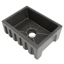 ZLINE 24 in. Venice Farmhouse Apron Front Reversible Single Bowl Fireclay Kitchen Sink with Bottom Grid (FRC5120) - MyBBQDirect