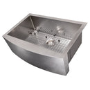 ZLINE 30 in. Zermatt Farmhouse Apron Mount Single Bowl Kitchen Sink with Bottom Grid (SAS-30)