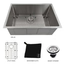 ZLINE 30" Meribel Undermount Single Bowl Stainless Steel Kitchen Sink with Bottom Grid (SRS-30)