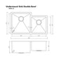 ZLINE 32 in. Jackson Undermount Double Bowl Kitchen Sink with Bottom Grid (SRDR-32)