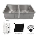 ZLINE 33 in. Anton Undermount Double Bowl Kitchen Sink with Bottom Grid (SR50D-33) - MyBBQDirect