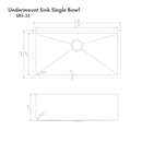 ZLINE 33 in. Meribel Undermount Single Bowl Stainless Steel Kitchen Sink with Bottom Grid (SRS-33) - MyBBQDirect