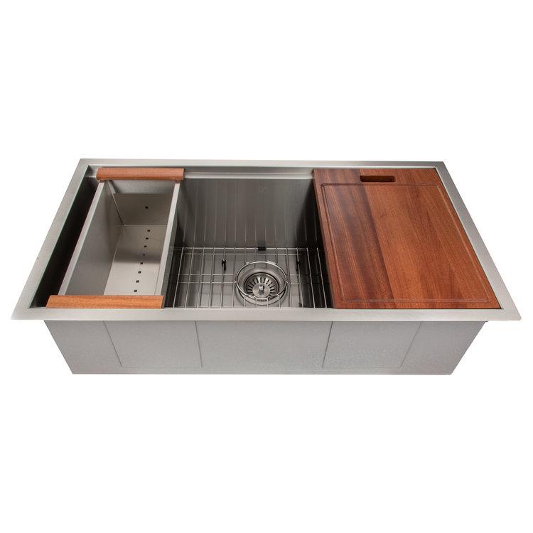 ZLINE 33 in. Garmisch Undermount Single Bowl Kitchen Sink with Bottom Grid and Accessories (SLS-33) - MyBBQDirect