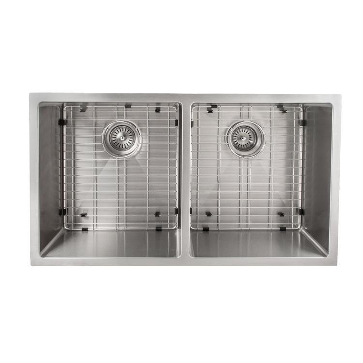 ZLINE 33 in. Anton Undermount Double Bowl Kitchen Sink with Bottom Grid (SR50D-33) - MyBBQDirect