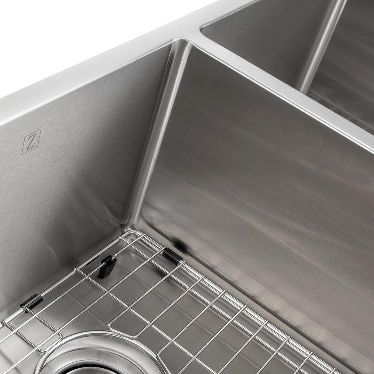 ZLINE 33 in. Anton Undermount Double Bowl Kitchen Sink with Bottom Grid (SR50D-33) - MyBBQDirect