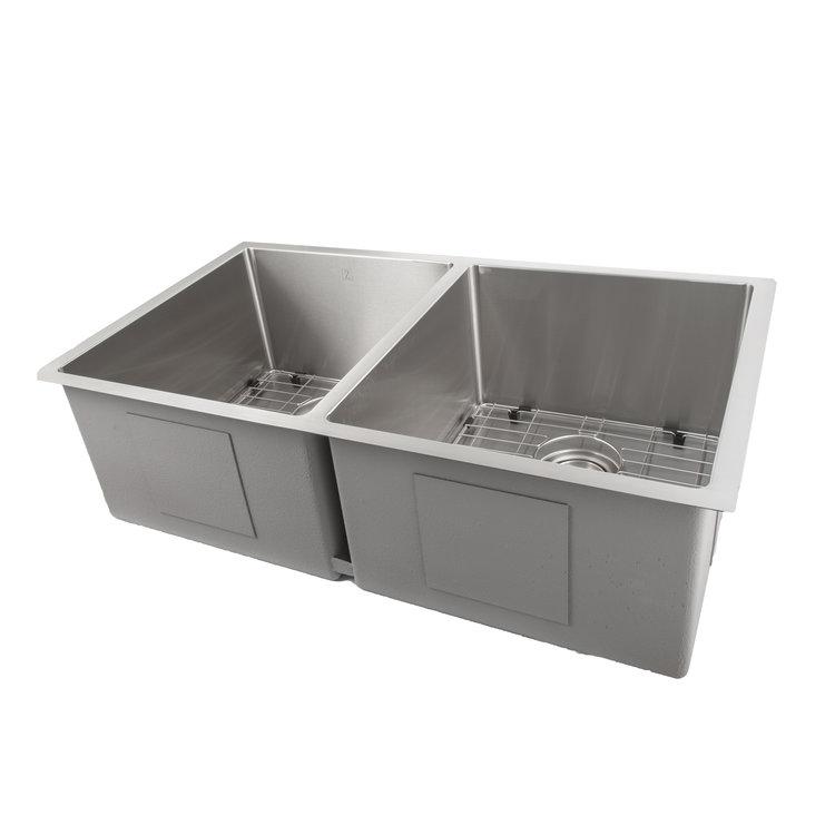 ZLINE 33 in. Anton Undermount Double Bowl Kitchen Sink with Bottom Grid (SR50D-33) - MyBBQDirect