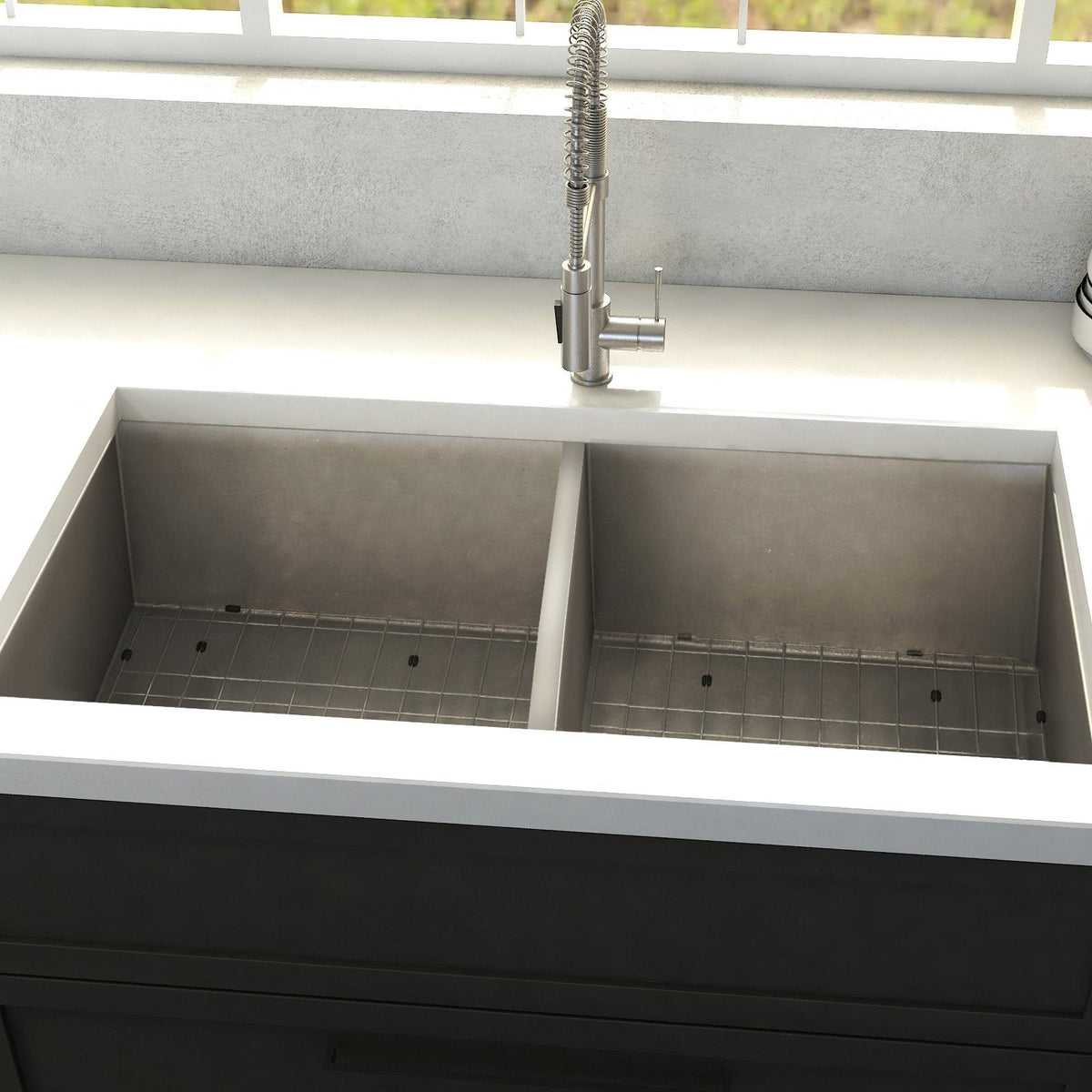 ZLINE 33 in. Anton Undermount Double Bowl Kitchen Sink with Bottom Grid (SR50D-33) - MyBBQDirect
