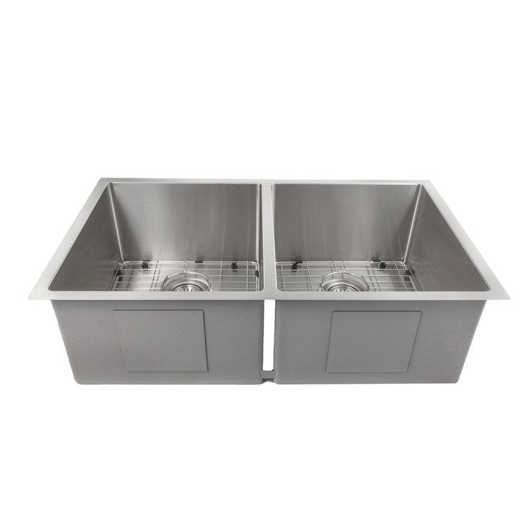 ZLINE 33 in. Anton Undermount Double Bowl Kitchen Sink with Bottom Grid (SR50D-33) - MyBBQDirect