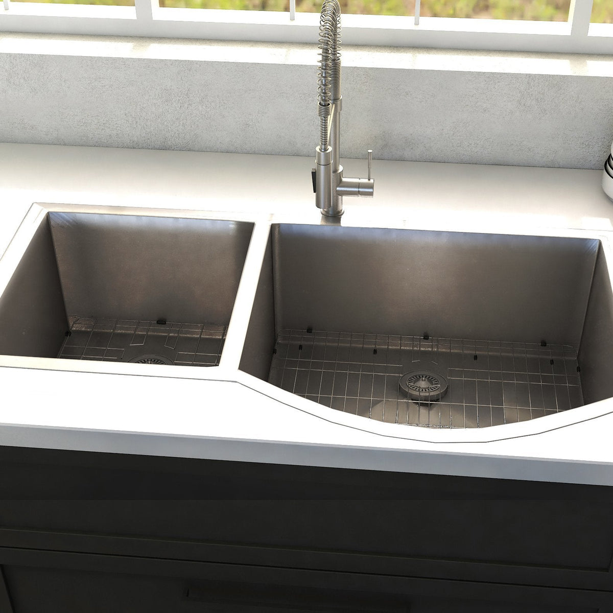 ZLINE 33 in. Cortina Undermount Double Bowl Kitchen Sink with Bottom Grid (SC70D) - MyBBQDirect