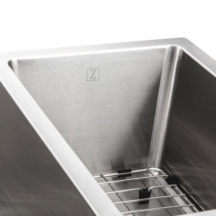 ZLINE 33 in. Cortina Undermount Double Bowl Kitchen Sink with Bottom Grid (SC70D) - MyBBQDirect