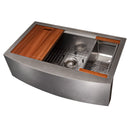 ZLINE 33 in. Moritz Farmhouse Apron Mount Single Bowl Kitchen Sink with Bottom Grid and Accessories (SLSAP-33) - MyBBQDirect
