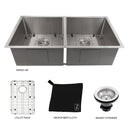 ZLINE 36 in. Anton Undermount Double Bowl Kitchen Sink with Bottom Grid (SR50D-36) - MyBBQDirect