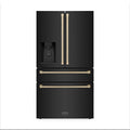 ZLINE 36" Autograph Edition 21.6 cu. ft Freestanding French Door Refrigerator with Water and Ice Dispenser in Fingerprint Resistant Black Stainless Steel with Autograph Handles