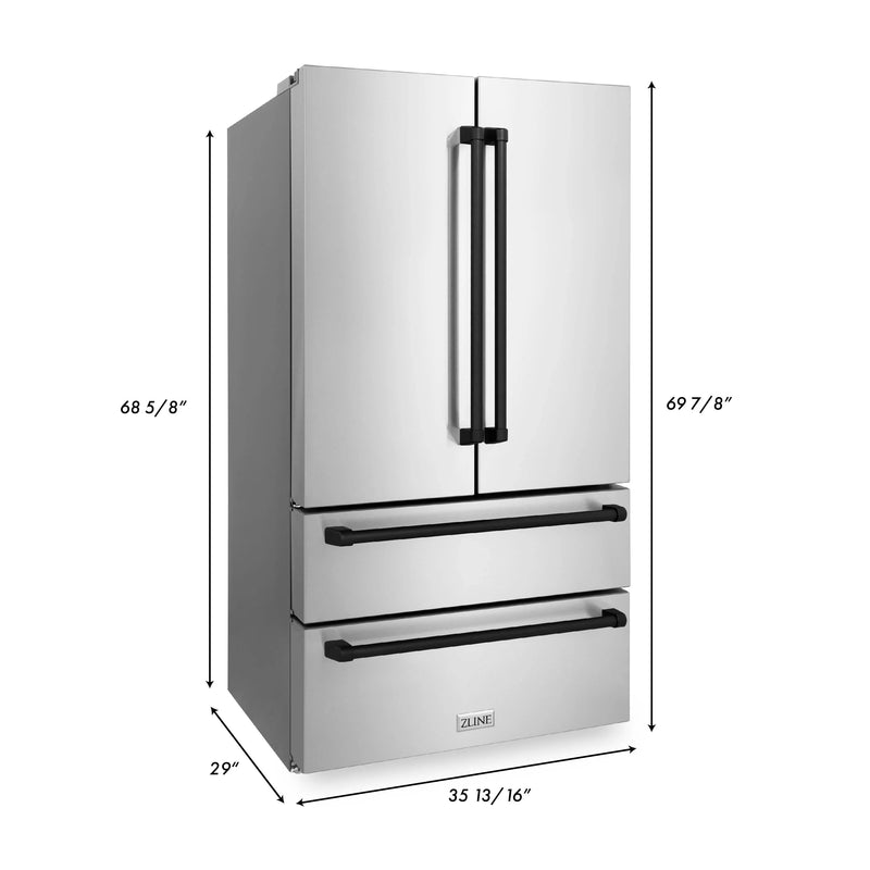 ZLINE 36" Autograph Edition 22.5 cu. ft Freestanding French Door Refrigerator with Ice Maker in Fingerprint Resistant Stainless Steel