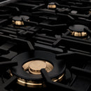 ZLINE 36 in. 4.6 cu. ft. Dual Fuel Range with Gas Stove and Electric Oven in Black Stainless Steel with Brass Burners (RAB-BR-36) - MyBBQDirect
