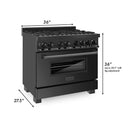 ZLINE 36 in. 4.6 cu. ft. Dual Fuel Range with Gas Stove and Electric Oven in Black Stainless Steel with Brass Burners (RAB-BR-36) - MyBBQDirect