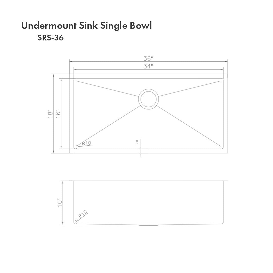 ZLINE 36 in. Classic Series Undermount Single Bowl Sink (SRS) - MyBBQDirect
