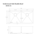 ZLINE 36 in. Anton Undermount Double Bowl Kitchen Sink with Bottom Grid (SR50D-36) - MyBBQDirect