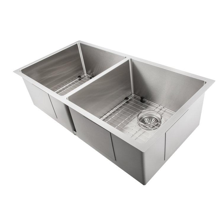 ZLINE 36 in. Anton Undermount Double Bowl Kitchen Sink with Bottom Grid (SR50D-36) - MyBBQDirect