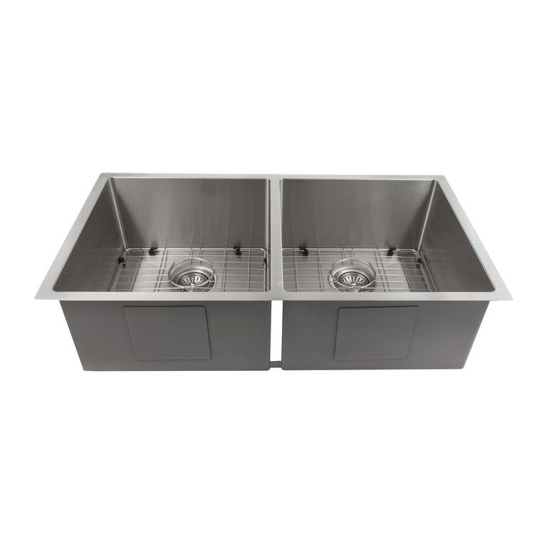 ZLINE 36 in. Anton Undermount Double Bowl Kitchen Sink with Bottom Grid (SR50D-36) - MyBBQDirect