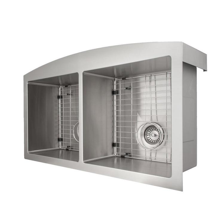 ZLINE 36 in. Niseko Farmhouse Apron Mount Double Bowl Kitchen Sink with Bottom Grid (SA50D) - MyBBQDirect