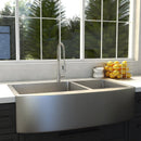 ZLINE 36 in. Niseko Farmhouse Apron Mount Double Bowl Kitchen Sink with Bottom Grid (SA50D) - MyBBQDirect